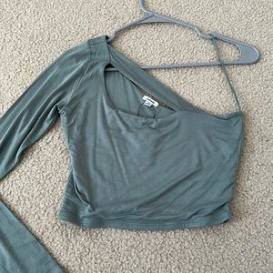 Green off the shoulder top